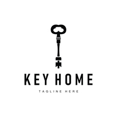 home security symbol design with key logo concept with retro vintage model simple illustration of symbol template