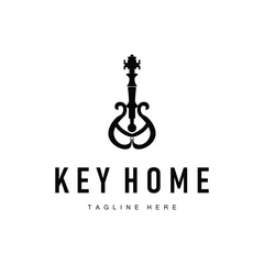 home security symbol design with key logo concept with retro vintage model simple illustration of symbol template