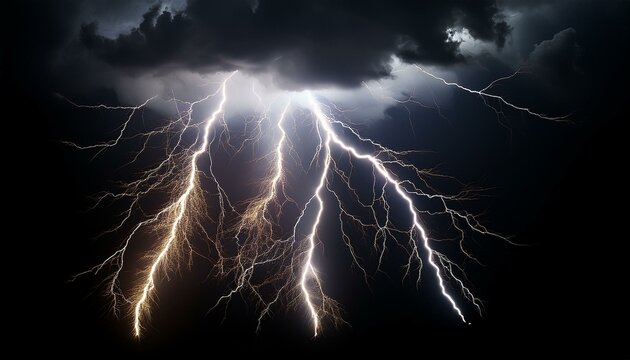 tunder lightning bolts isolated on black background