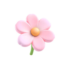 pink flower with green stem, high quality png isolated on transparent background