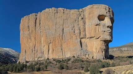 Majestic Rock Formation in Round Rock, Texas Capturing the Essence of Nature's Sculptural Art Against a Clear Blue Sky