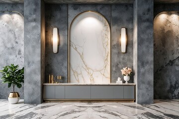 Obraz premium Elegant High-End Gray and Ivory Concrete Backdrop with Polished Marble Texture for Luxurious Decor