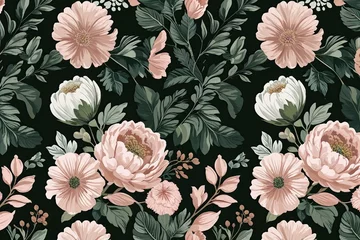 Gardinen Elegant Floral and Abstract Dark Green and Blush Design for Luxurious Home Accents © Michael