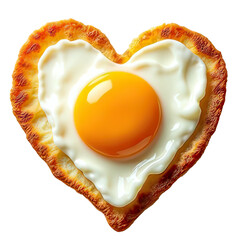 Heart-shaped sunny-side up egg with golden-yellow yolk centered in pristine white egg whites, making it ideal for Valentine's Day themed content, breakfast menus,Generative Ai