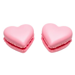 Two heart-shaped cookies adorned with smooth pink icing, Generative Ai