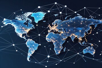Fototapeta premium Global Networking Solutions with Digital Framework and Geometric Design Elements