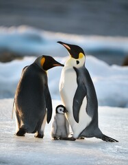 Fototapeta premium emperor penguin family, AI generated