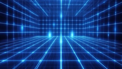 Abstract Blue Grid Digital Room Design