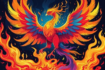 Obraz premium Stunning Phoenix Artwork Surrounded by Fiery Flames