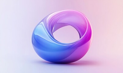 Abstract purple and blue glossy torus shape.