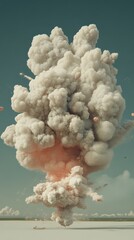 Explosive cloud formation rising dramatically against a clear sky, showcasing the power of nature, explosion concept