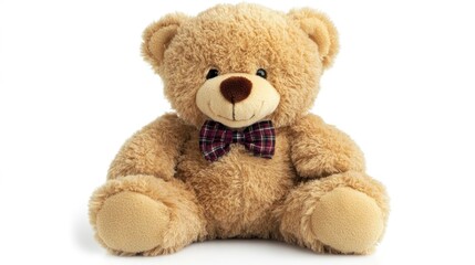 Obraz premium Cute teddy bear sitting, white background, gift idea