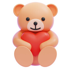 PNG 3D teddy bear illustration isolated on a white background