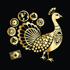 Peacock Crochet Logo | Elegant Floral Ornaments | Black Vector Design | Artistic & Delicate Style.
