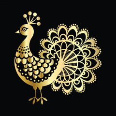 Peacock Crochet Logo | Elegant Floral Ornaments | Black Vector Design | Artistic & Delicate Style.
