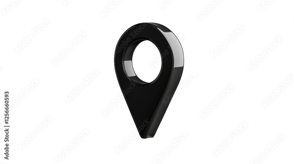 Poster black location pin icon floating on transparent background representing gps and navigation