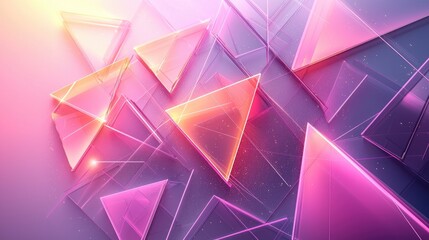 Abstract Geometric Shapes in Vibrant Pink and Purple Illumination