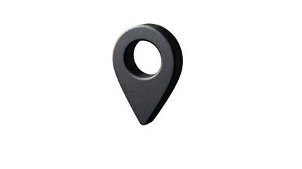 Black location pin icon floating on transparent background