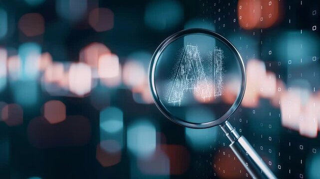 Advanced AI-powered cyber threat detection, magnified digital code analysis