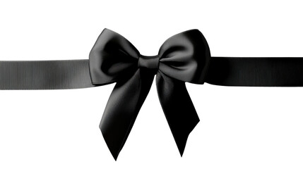 Black ribbon with bow isolated on transparent background