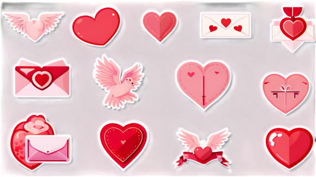 Valentine’s Day Social Media Stickers Set with transparent background