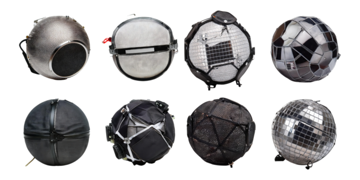 Unique Collection of Various Round Bags in Different Textures and Styles, isolated on transparent background