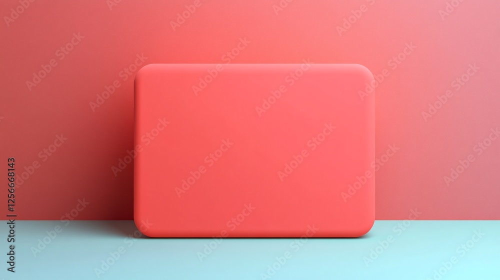 Poster Minimal background with a coral platform on a light blue surface