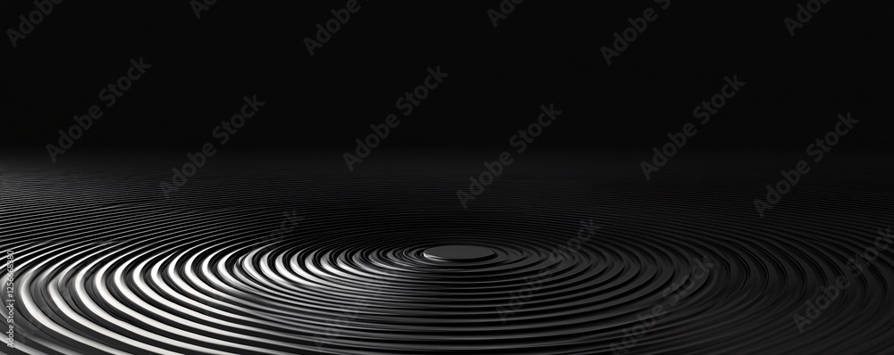 Poster concentric circles forming a ripple on a black background