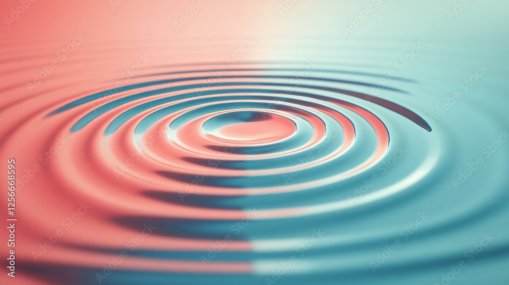 Aufkleber Water drop creating concentric ripples on a colorful surface