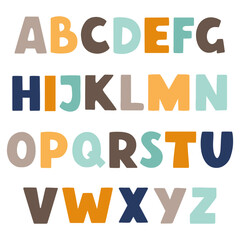 Dinosaur alphabet. Vector funny comic letters. Cute dinosaur alphabet illustration for kids. Animal font.