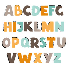 Dinosaur alphabet. Vector funny comic letters. Cute dinosaur alphabet illustration for kids. Animal font.