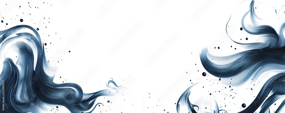Poster Abstract blue brush strokes creating dynamic background design