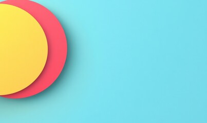 Overlapping yellow and red circles on light blue background.