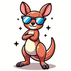 Fototapeta premium Cute Kangaroo Cool Wearing Glasses Cartoon Vector Icon Illustration