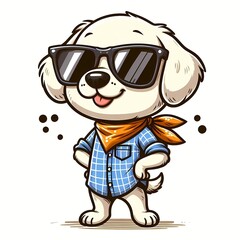 Obraz premium Cute Dog Cool Wearing Glasses Cartoon Vector Icon Illustration