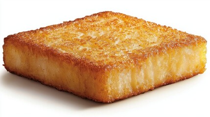 Crispy Golden Hash Brown Square Isolated on White Background
