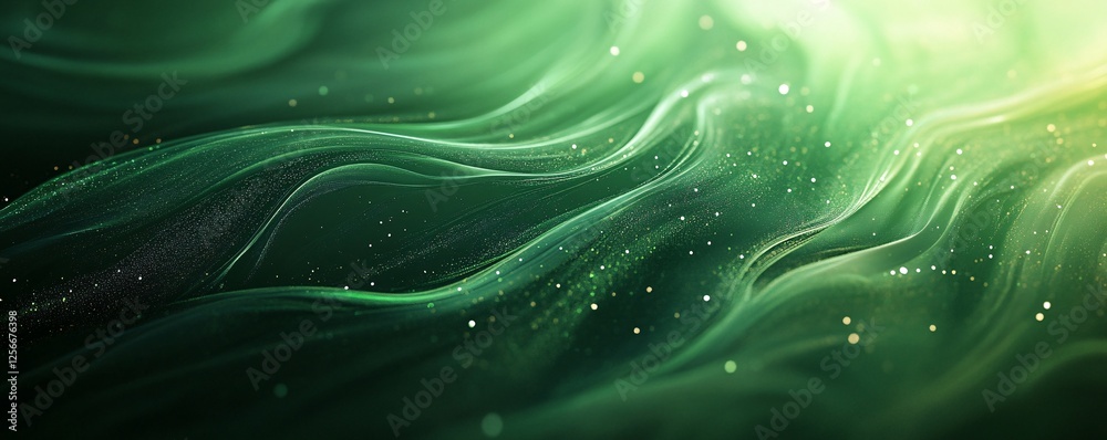 Aufkleber green particles background flowing with light effect