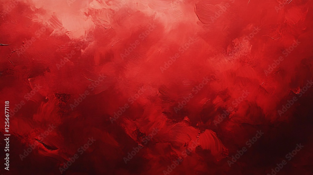Poster Red acrylic paint strokes creating abstract background texture