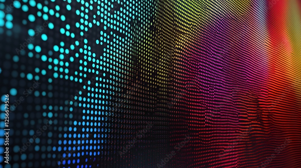 Poster Abstract background with colorful dots forming a wave