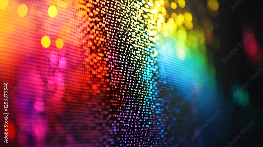 Poster Abstract colorful led screen showing distorted rainbow gradient