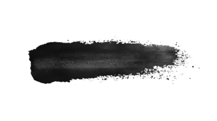Black paint brush stroke on transparent background creating abstract design