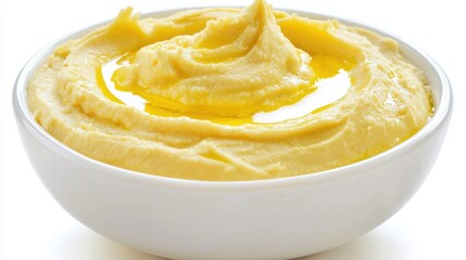 Creamy Hummus Dip with Olive Oil Drizzle in White Bowl