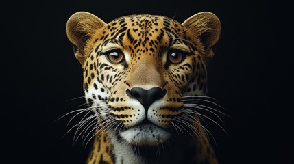 Obraz premium Close-up jaguar portrait against black background