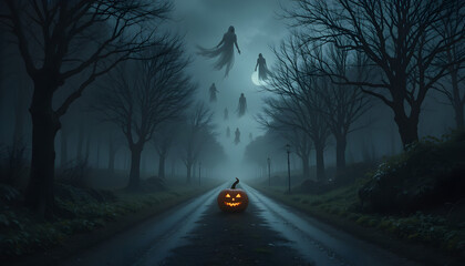 night road in the forest