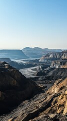 Obraz premium Open-pit mine showcases the extraction of manganese ore in a professional, minimalistic setting