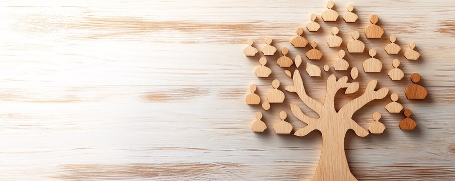 Wooden tree showing concept of human resources and management