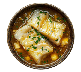 Vicentina-style cod isolated on transparent background