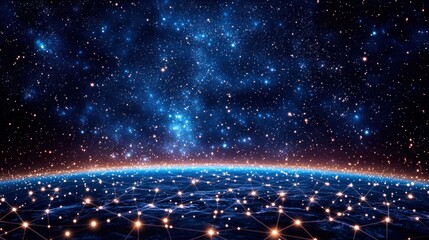 Obraz premium Global Network and Universe: A Celestial Connection