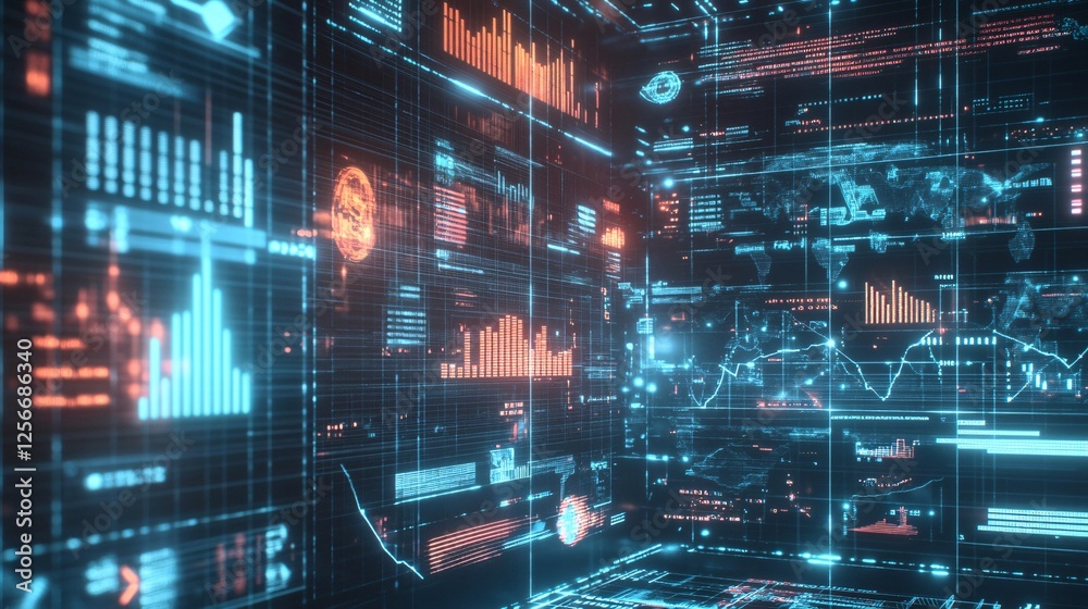 Aufkleber Digital data flowing through cyberspace showing global business analytics
