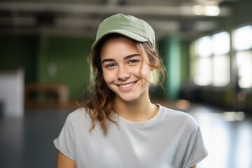 Smiling portrait of a female Caucasian teenage girl basketball player